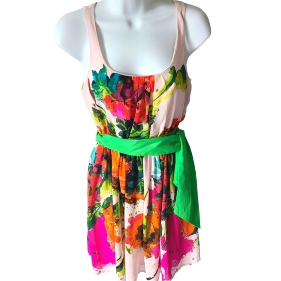 MARGO & SEBASTIAN Floral Sleeveless Blouson Mini Dress Size Small - Picture 1 of 8